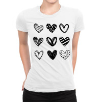 Simple Black And White Heart Love Graphic Design C Ladies Fitted T-shirt | Artistshot