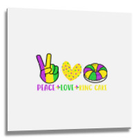 Peace Love King Cake Funny Mardi Gras Parade Carni Metal Print Square | Artistshot