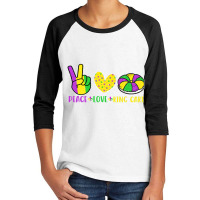 Peace Love King Cake Funny Mardi Gras Parade Carni Youth 3/4 Sleeve | Artistshot