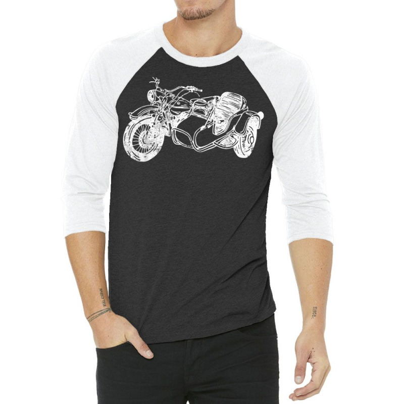 Distressed Vintage Sidecar Motorcycle Racing Motor 3/4 Sleeve Shirt by saterseim | Artistshot