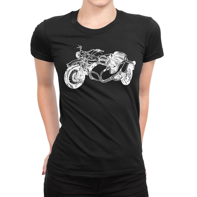 Distressed Vintage Sidecar Motorcycle Racing Motor Ladies Fitted T-Shirt by saterseim | Artistshot