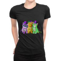 Kitten Cat Mask Beads Mardi Gras New Orleans Cat L Ladies Fitted T-shirt | Artistshot