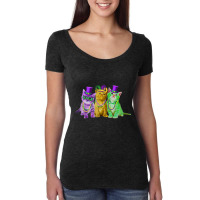 Kitten Cat Mask Beads Mardi Gras New Orleans Cat L Women's Triblend Scoop T-shirt | Artistshot