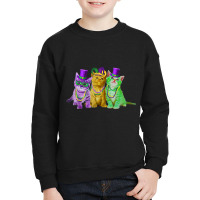 Kitten Cat Mask Beads Mardi Gras New Orleans Cat L Youth Sweatshirt | Artistshot