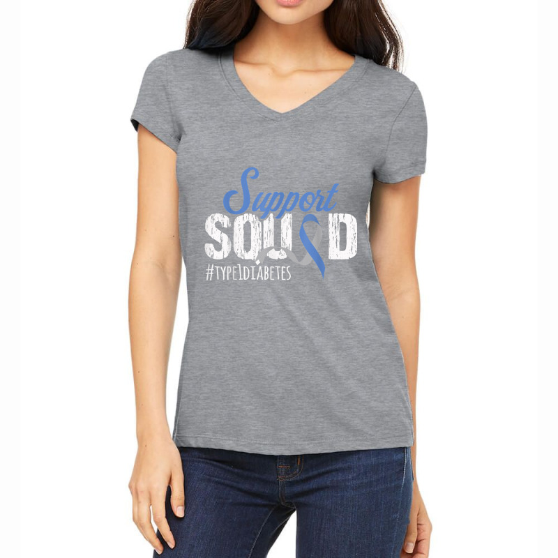 Type One Support Squad T1d Diabetes Awareness Blue Women's V-Neck T-Shirt by imelde | Artistshot