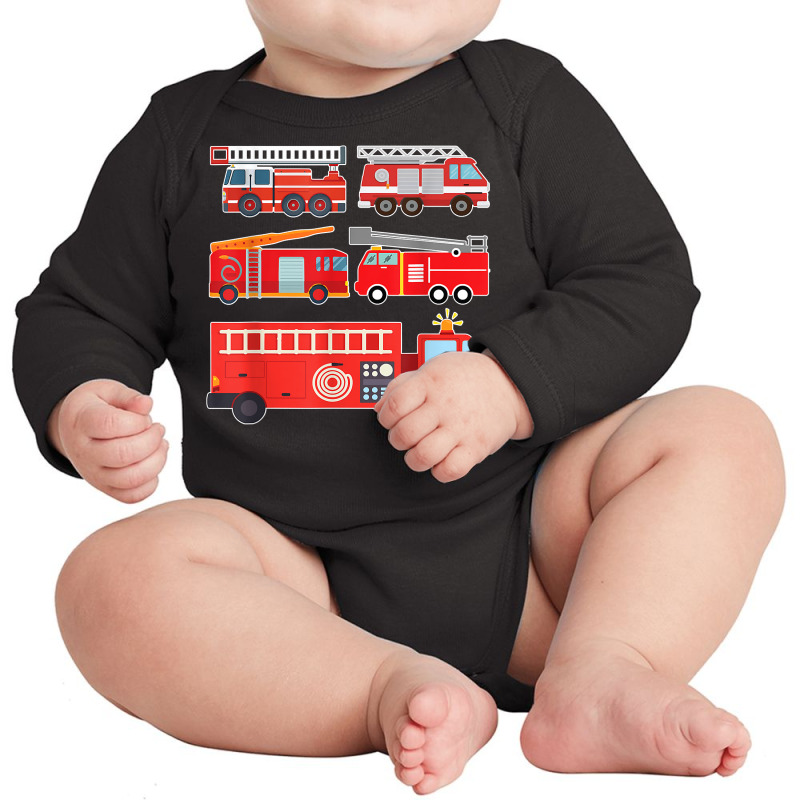 Types Of Fire Truck Toddler Boy Firefighter Trucks Long Sleeve Baby Bodysuit by chomibe | Artistshot