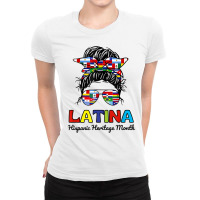 Teen Girl Women Messy Bun Latina Hispanic Heritage Ladies Fitted T-shirt | Artistshot