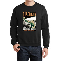 Diplodocus Retro Art   The Biggest World Collectio Crewneck Sweatshirt | Artistshot