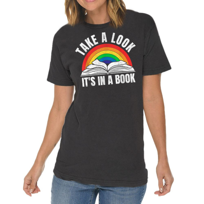 Vintage Retro Rainbow Take A Look It's In A Book R Vintage T-Shirt by corindul | Artistshot