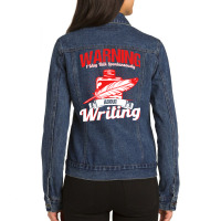 Writing A Novel Novelist Writer Nature Ladies Denim Jacket | Artistshot