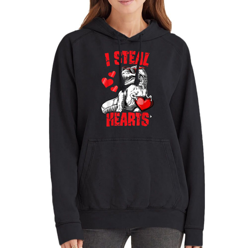 Valentines Day Dinosaur I Steal Hearts Love Vintage Hoodie | Artistshot