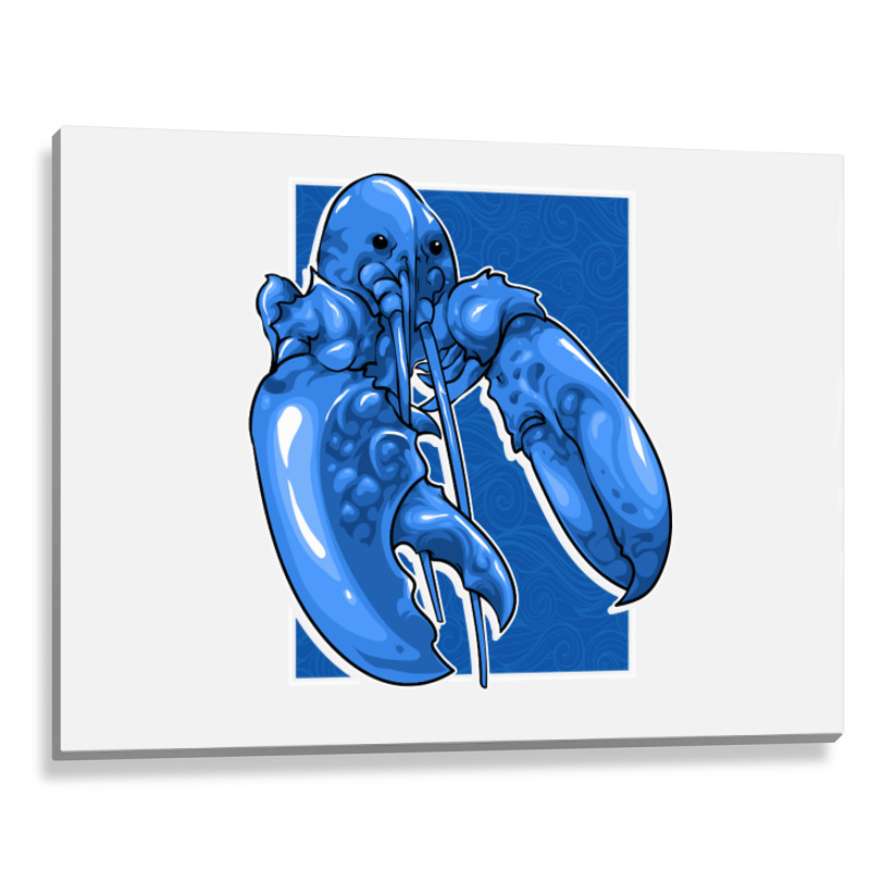 Funny Jumpscare Lobster Meme Blue Crustacean Pullo Metal Print Horizontal | Artistshot