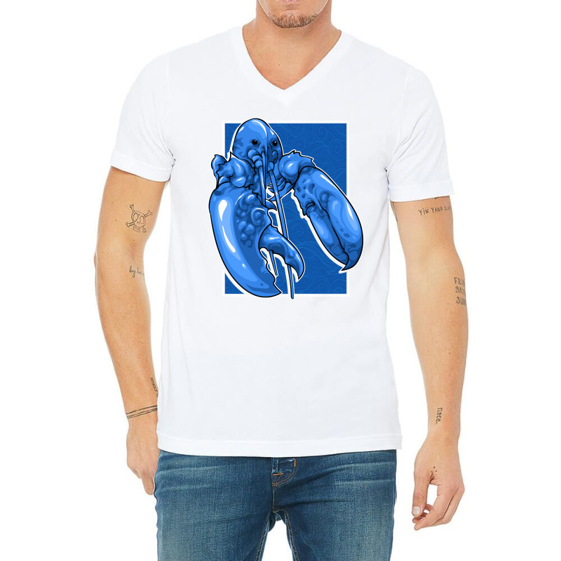 Funny Jumpscare Lobster Meme Blue Crustacean Pullo V-neck Tee | Artistshot