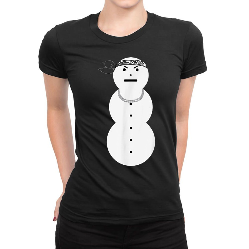 Angry Snowman With A Silver Necklace T Shirt Ladies Fitted T-Shirt by ardylanda | Artistshot