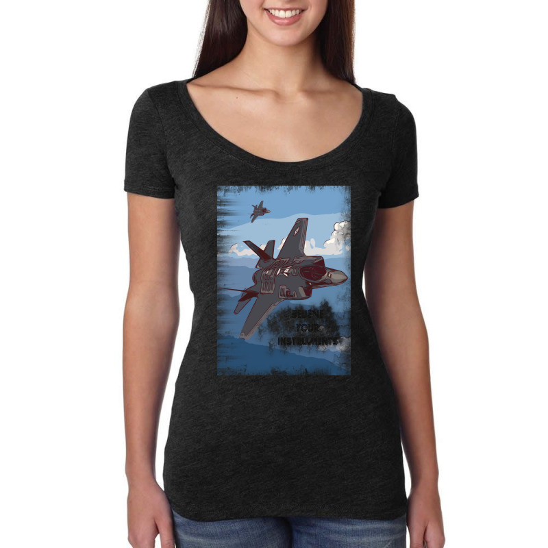 Aviation Jet Pilot Believe Your Instruments Boy Women's Triblend Scoop T-shirt by dundonhartty | Artistshot