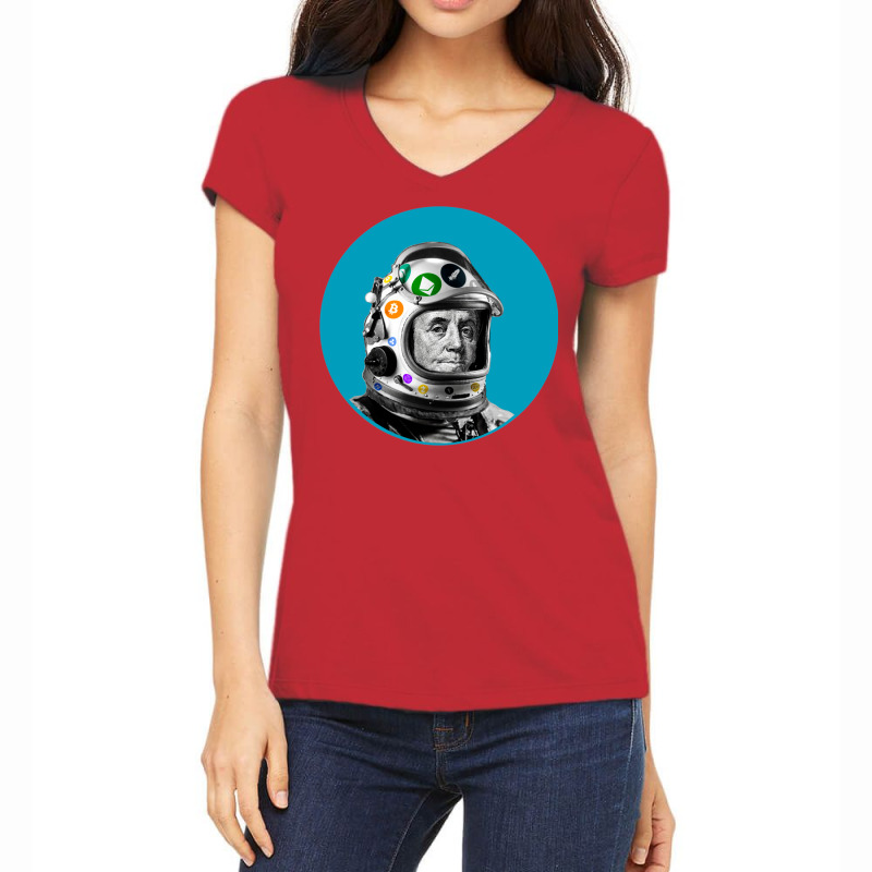 Crypto Benjamin  Cyber Space Astronaut Miner Women's V-Neck T-Shirt by fanielshakifh | Artistshot