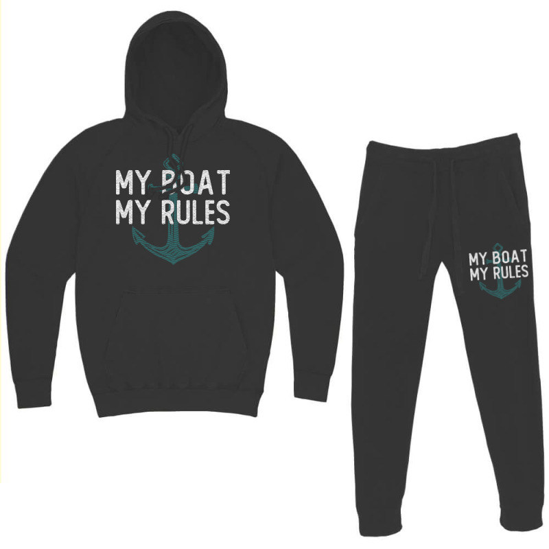 Funny Boating My Boat My Rules Vintage Anchor Sailing Humor Gift For B Hoodie & Jogger Set | Artistshot