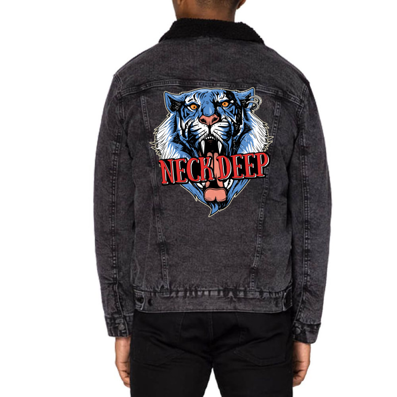 Neck Deep   Tiger Unisex Sherpa-Lined Denim Jacket by dallycoplina | Artistshot