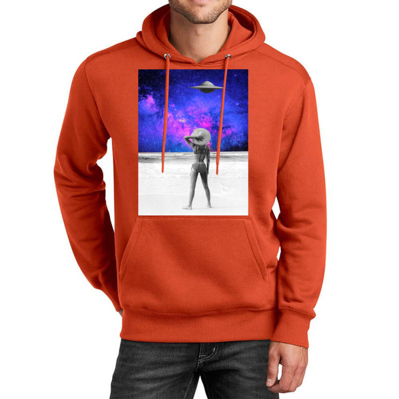 Ufo Sighting  Bikini Girl  Vintage  Retrowave Aest Unisex Hoodie | Artistshot