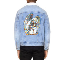 Zelator  Guardian Angel  Glitch Aesthetics Unisex Sherpa-lined Denim Jacket | Artistshot