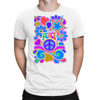 Peace And Love Flowers And Stars Hippie Design T-shirt | Artistshot