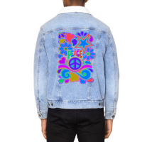 Peace And Love Flowers And Stars Hippie Design Unisex Sherpa-lined Denim Jacket | Artistshot