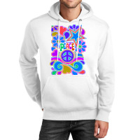 Peace And Love Flowers And Stars Hippie Design Unisex Hoodie | Artistshot