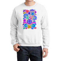 Peace And Love Flowers And Stars Hippie Design Crewneck Sweatshirt | Artistshot