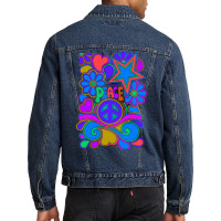 Peace And Love Flowers And Stars Hippie Design Men Denim Jacket | Artistshot