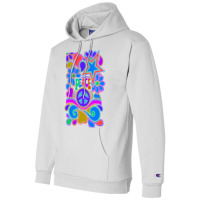 Peace And Love Flowers And Stars Hippie Design Champion Hoodie | Artistshot