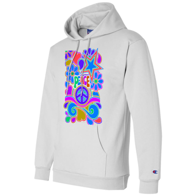 Peace And Love Flowers And Stars Hippie Design Champion Hoodie by dallycoplina | Artistshot