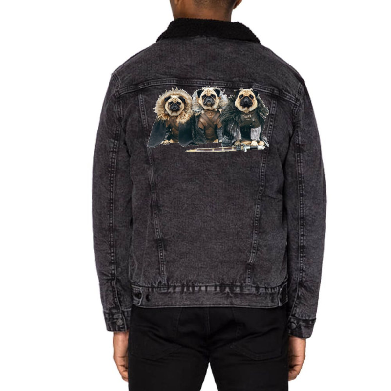 Pug Of Thrones Unisex Sherpa-Lined Denim Jacket by dallycoplina | Artistshot