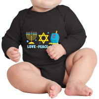 Love Peace Latkes Hanukkah Chanukah Menorah Jewish Long Sleeve Baby Bodysuit | Artistshot