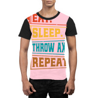 Retro Ax Throwing Lover Quote Eat Sleep Throw Axes Graphic T-shirt | Artistshot