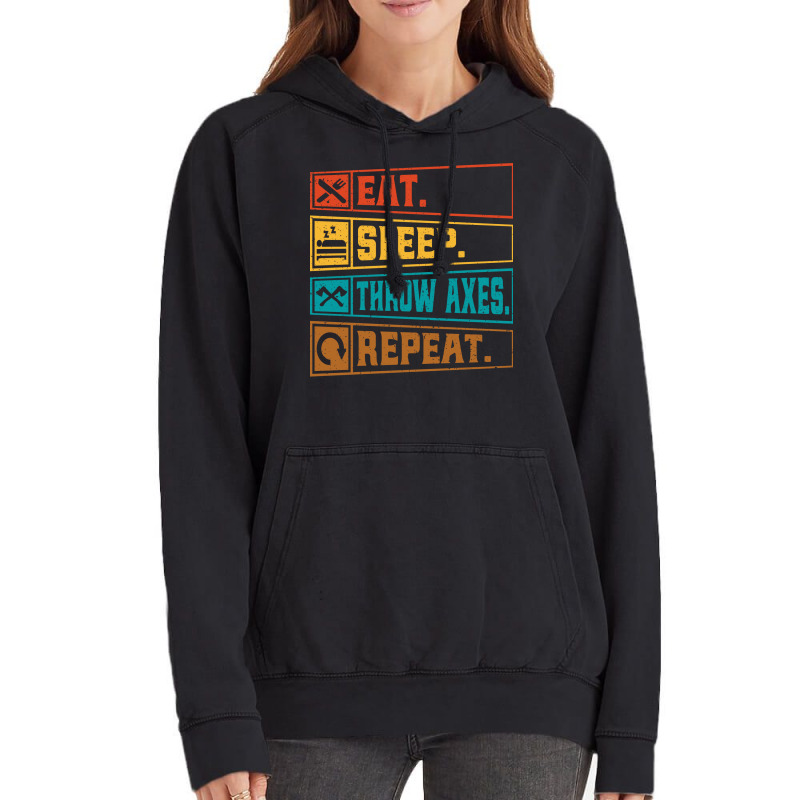 Retro Ax Throwing Lover Quote Eat Sleep Throw Axes Vintage Hoodie | Artistshot