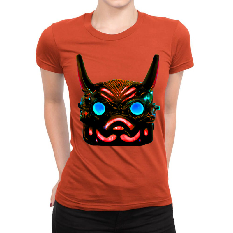 Futuristic Oni Mask Ladies Fitted T-Shirt by catitoabite | Artistshot