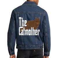 Cat Mom The Catmother Maine Coon Cat Mother Kitty Men Denim Jacket | Artistshot