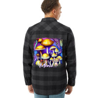 Mens Colorful Mushroom Meow Cat Morel Mycology Art Flannel Shirt | Artistshot