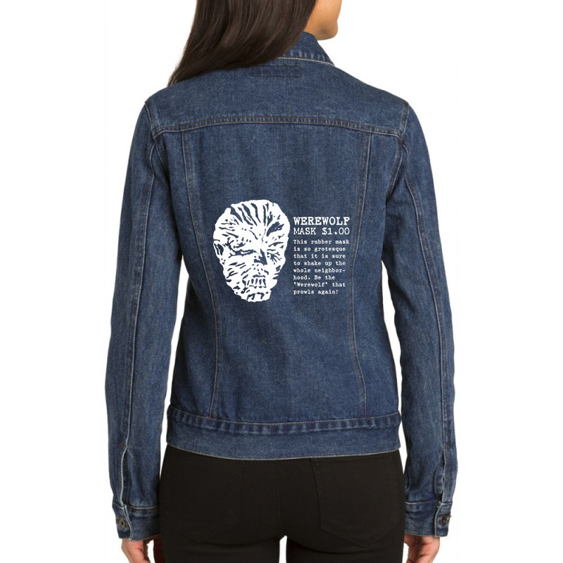 Vintage Werewolf Mask Ad (light) Ladies Denim Jacket | Artistshot