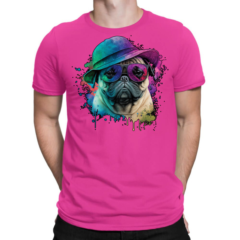 Vaporwave Pug Hat And Sunglasses Edition 1 T-Shirt by juareztoews2 | Artistshot