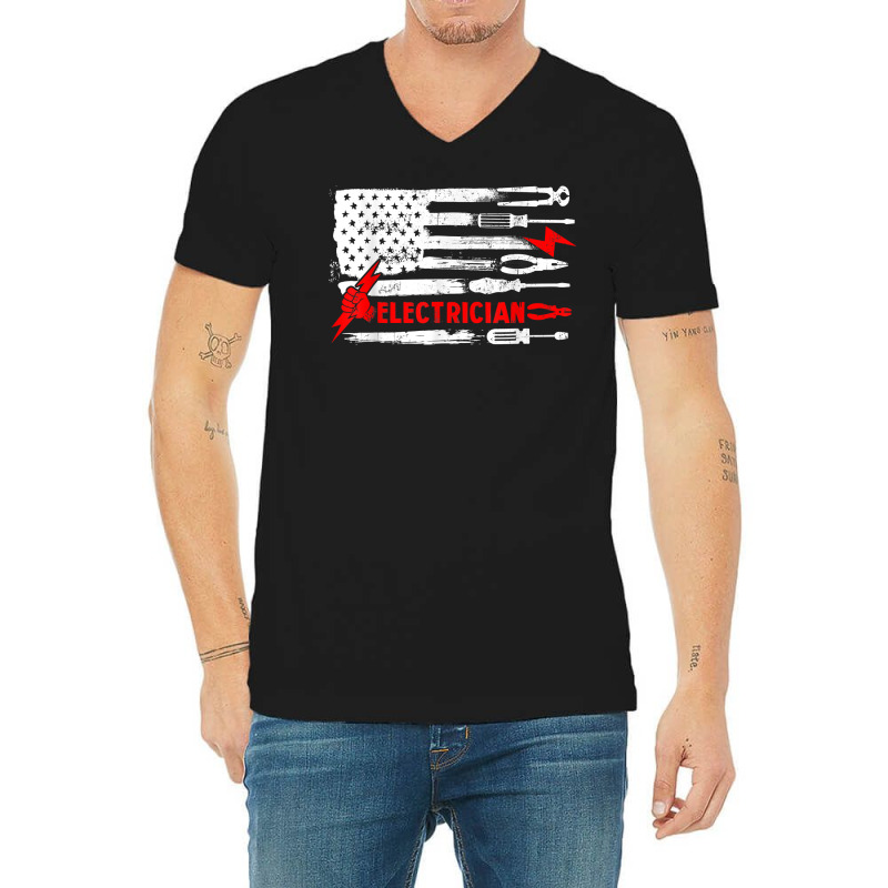 Electrician Patriotic American Flag Electrician Gi V-neck Tee | Artistshot