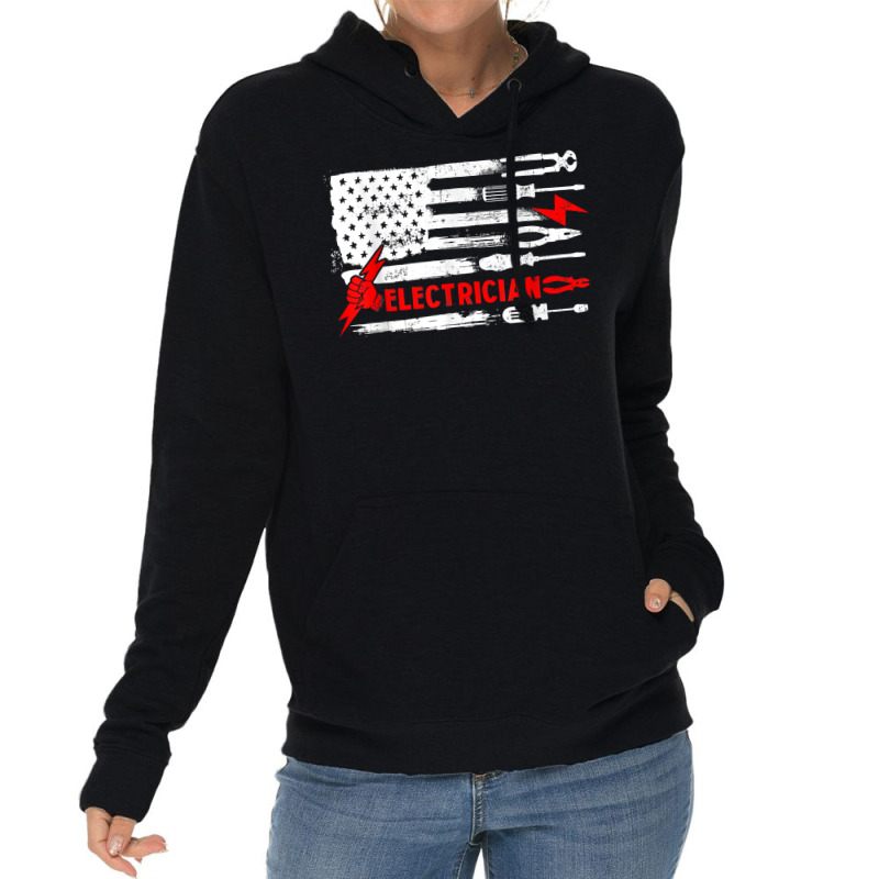 Electrician Patriotic American Flag Electrician Gi Lightweight Hoodie | Artistshot