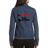 Black Cat Ew Valentine Meowy Kitten Cat Dad, Cat M Ladies Denim Jacket | Artistshot