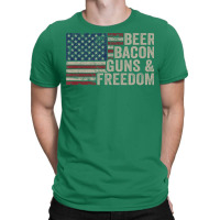 Beer Bacon Guns Freedom Bbq Vintage Usa Flag Drink T-shirt | Artistshot