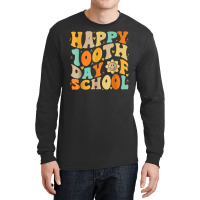 Teacher Kids Retro Groovy 100 Days Happy 100th Day Long Sleeve Shirts | Artistshot