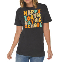 Teacher Kids Retro Groovy 100 Days Happy 100th Day Vintage T-shirt | Artistshot