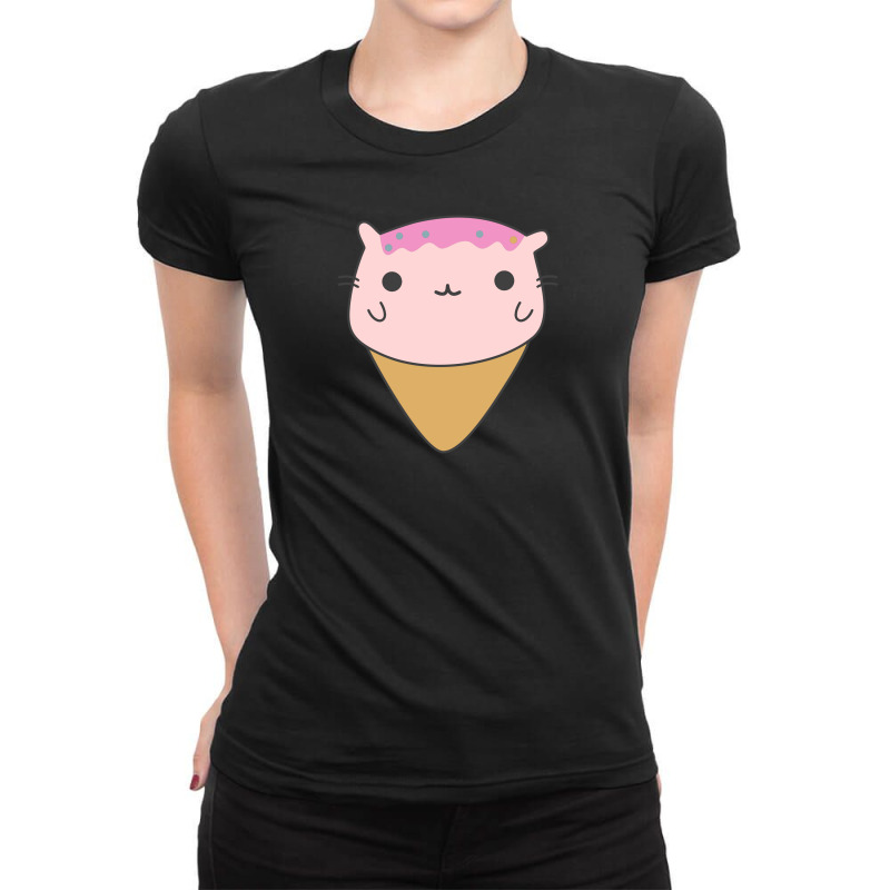 Sweet Cat Ice Cream Cone Ladies Fitted T-Shirt by pulung29 | Artistshot