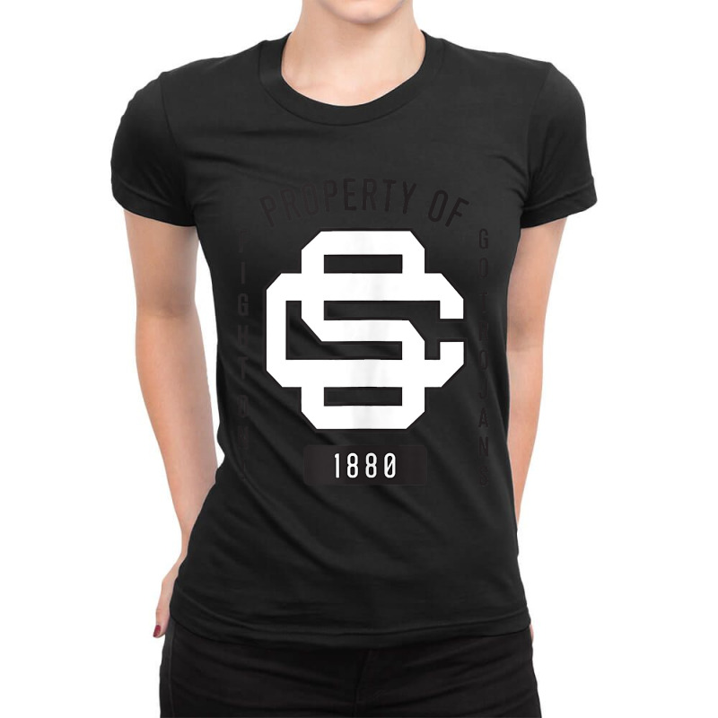 Trending Usc Fight On! Sc Interlock Go Trojans Bla Ladies Fitted T-Shirt by marylburgess | Artistshot