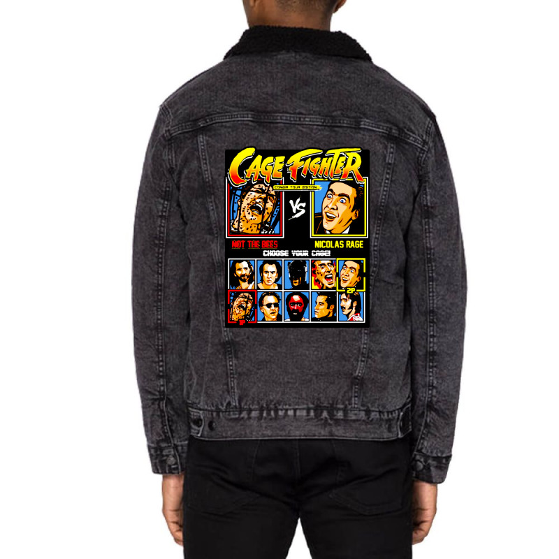 Nicolas Cage Fighter   Conair Tour Edition Unisex Sherpa-lined Denim Jacket | Artistshot