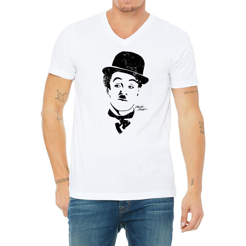 Charlie Chaplin Pop Art  1 V-Neck Tee by bouzoshadzirh | Artistshot